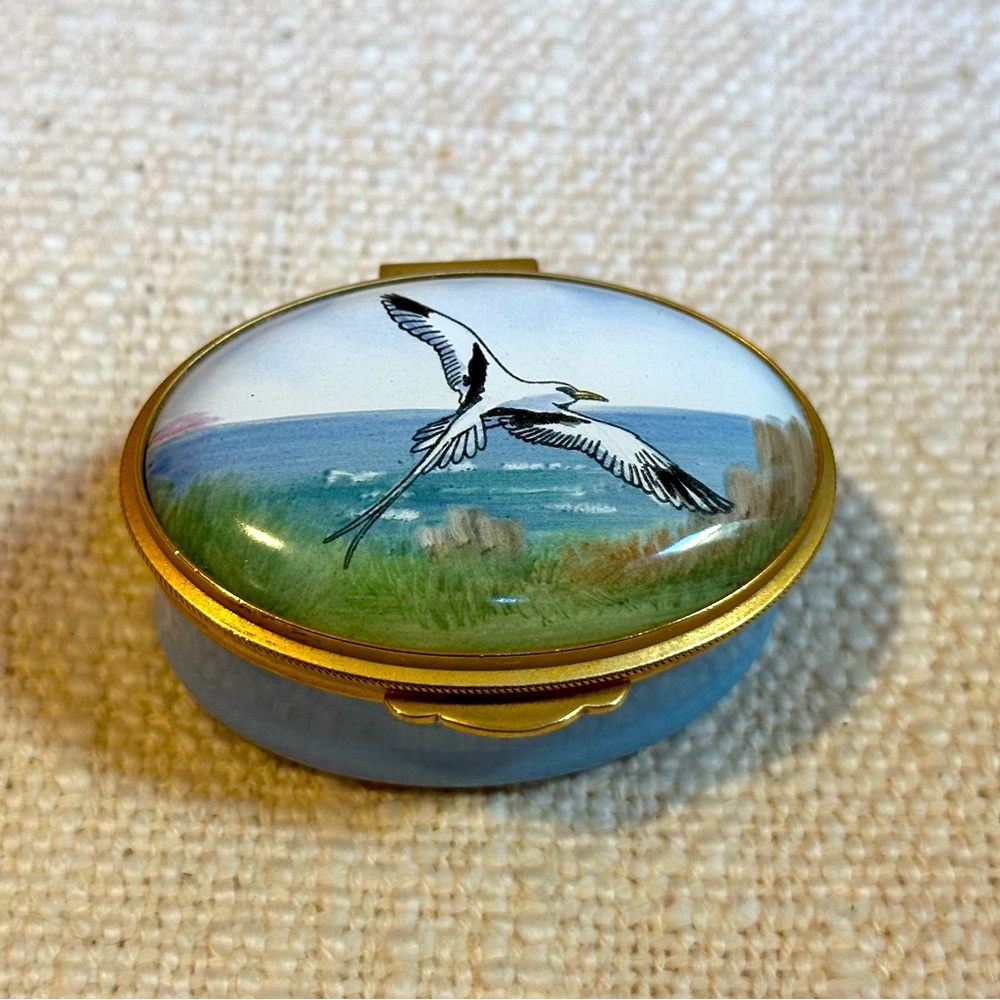 Staffordshire Enamel Box, Bermuda Longtail in Flight